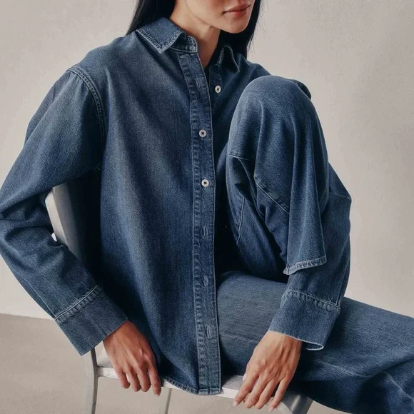 DL1961 Faye Oversized Denim Shirt Del Ray - Picture 1 of 6